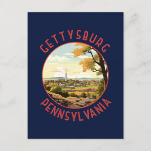 Carte Postale Gettysburg Pennsylvanie Retro Cercle en détresse