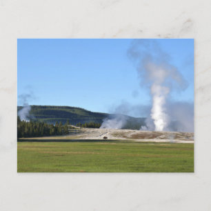 Carte Postale Geyser Deep Blue et bison à Yellowstone