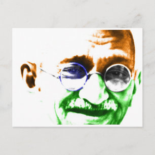 Carte Postale Ghandi sur le drapeau subtil de l'Inde