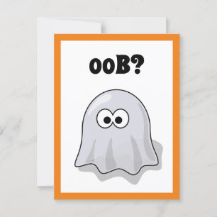 Carte Postale Ghost Confus Dit "Oob ?" Drôle dessin d'Halloween