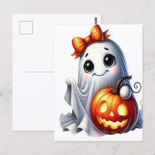 Carte Postale Ghost Éffrayant Mama Retro Halloween Design Vintag