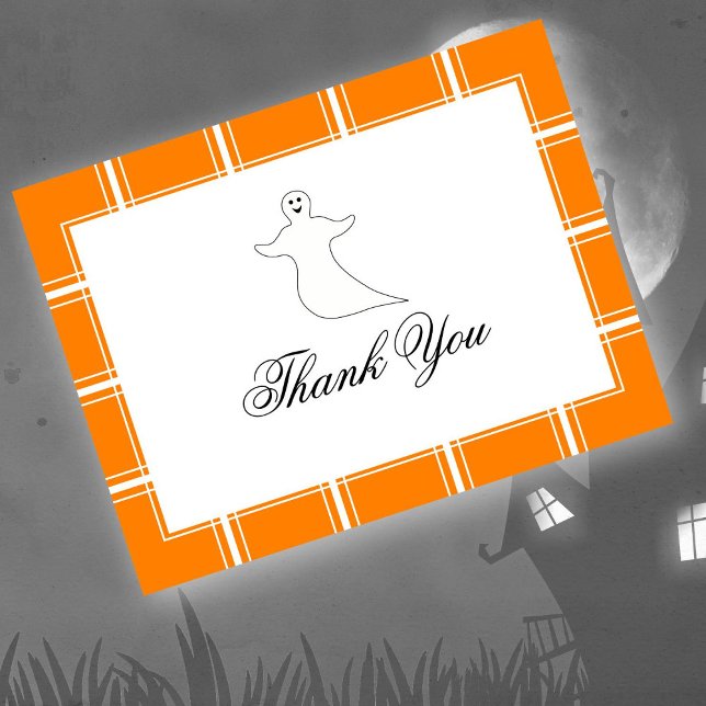 Carte Postale Ghost Merci Halloween Orange (Créateur téléchargé)