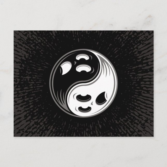 Carte Postale Ghost Yin Yang Noir et blanc (Devant)