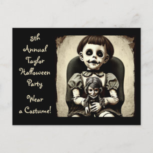 Carte Postale Ghoul Enfant avec poupée effrayante Halloween Part