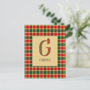 Carte Postale Gibbs Tartan Monogramme G