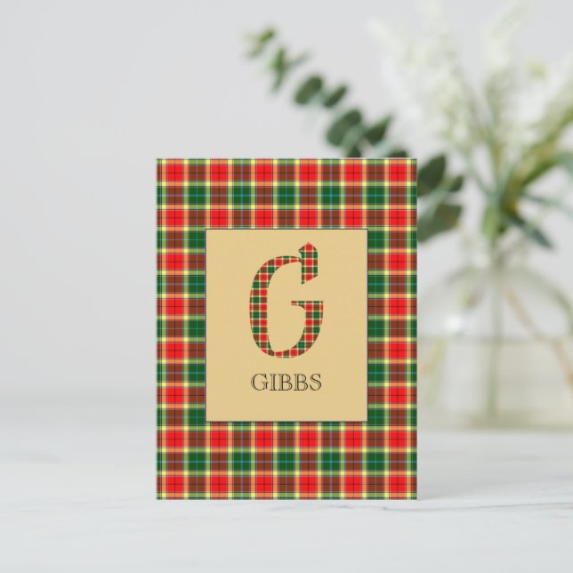 Carte Postale Gibbs Tartan Monogramme G (Debout devant)