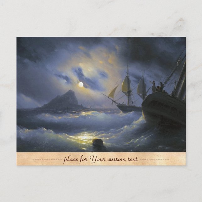 Carte Postale Gibraltar par Nuit Ivan Aivasovsky eaux de la mer (Devant)