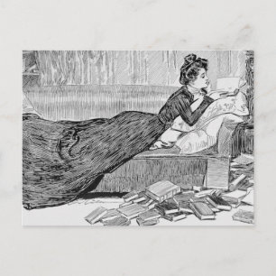 Carte Postale Gibson Girl Lecture d'un livre