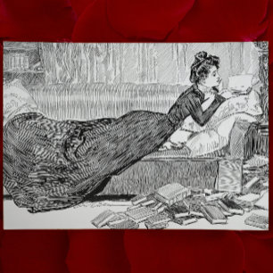 Carte Postale Gibson Girl lisant un livre
