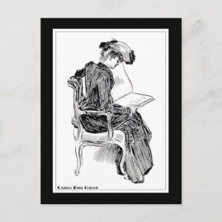Carte Postale Gibson Girl Reading
