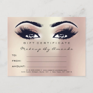 Carte Postale Gift Certificate Lashes Extension Makeup Artist