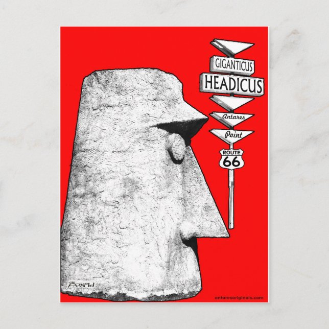 Carte Postale Giganticus Headicus Route 66 Antares signe routier (Devant)