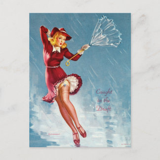 Carte Postale Gil Elvgren - Pris dans le brouillon - Pin up gi