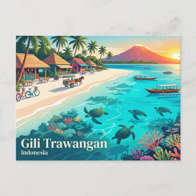 Carte Postale Gili Trawangan Indonésie (Devant)