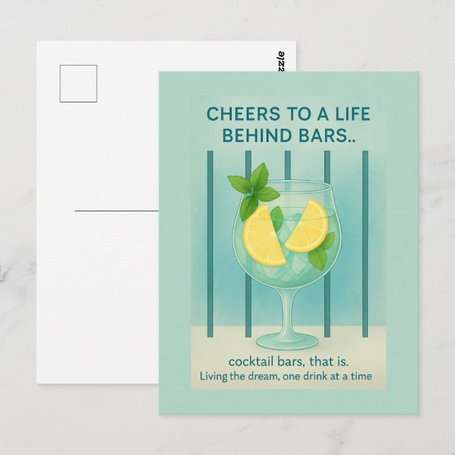 Carte Postale Gin Lover Card | Cheers Cocktail Humorous (Devant / Derrière)