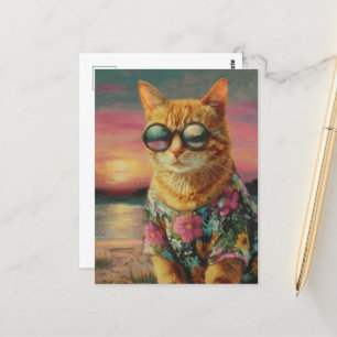 Carte Postale Ginger Kitty dans les lunettes de soleil