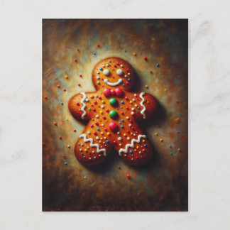 Carte Postale Gingerbread Cookie Festive Painting
