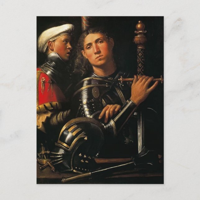 Carte Postale Giorgione- Guerrier avec Groom (Devant)
