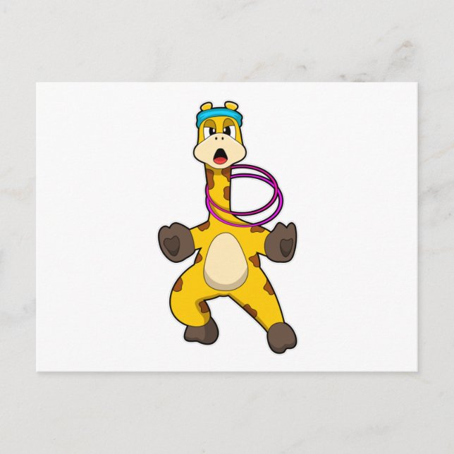 Carte Postale Girafe à la forme physique avec anneau de balançoi (Devant)