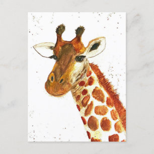 Carte Postale Girafe aquarelle animaux Safari African Jungle