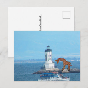 Carte postale - Girafe au phare du port de LA