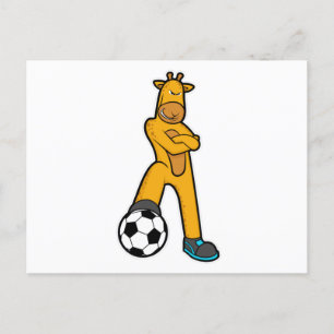 Carte Postale Girafe au sport avec ballon de football