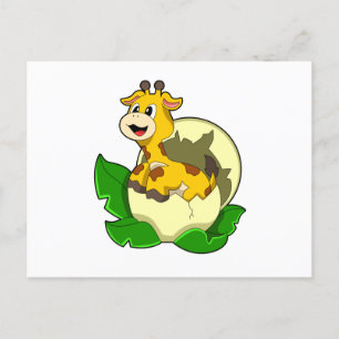 Carte Postale Girafe aux feuilles et oeufs