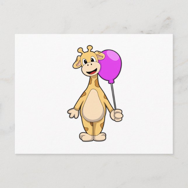 Carte Postale Girafe avec ballon (Devant)