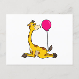 Carte Postale Girafe avec ballon