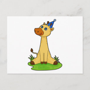 Carte Postale Girafe avec chapeau de fête