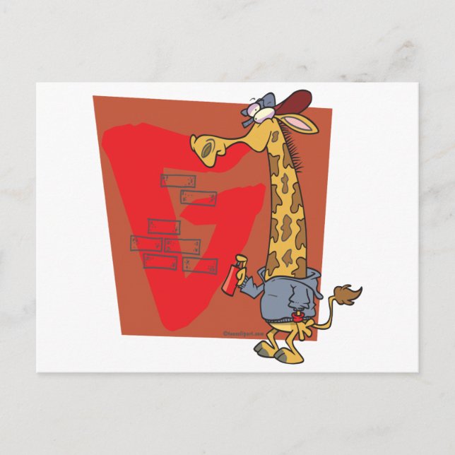 Carte Postale girafe de bande dessinée de graffiti drôle (Devant)