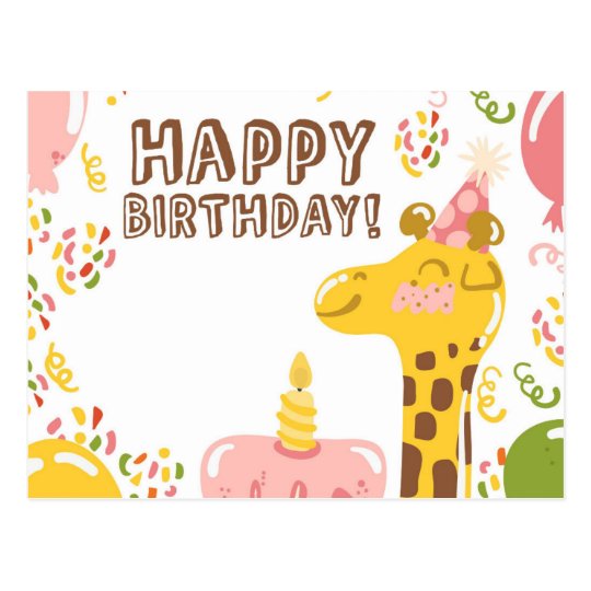 Carte Postale Girafe De Joyeux Anniversaire Zazzle Fr