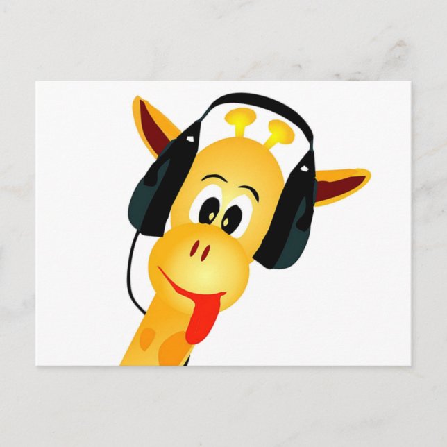 Carte Postale girafe drôle avec casque (Devant)