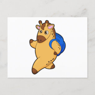 Carte Postale Girafe en élève avec cartable
