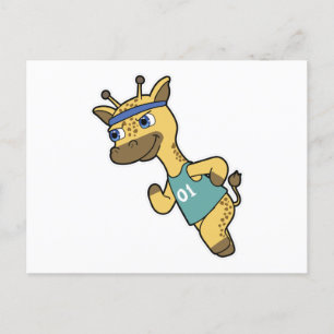 Carte Postale Girafe en joggeur courant avec bandeau