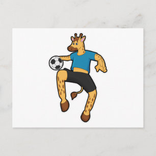 Carte Postale Girafe en joueur de football avec ballon de footba