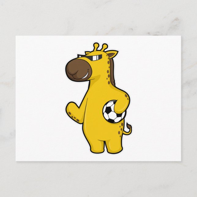 Carte Postale Girafe en joueur de football avec ballon de footba (Devant)