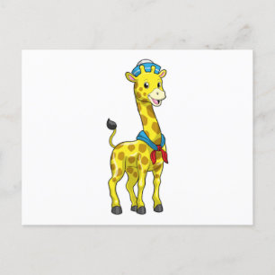 Carte Postale Girafe en voile avec casquette de voile