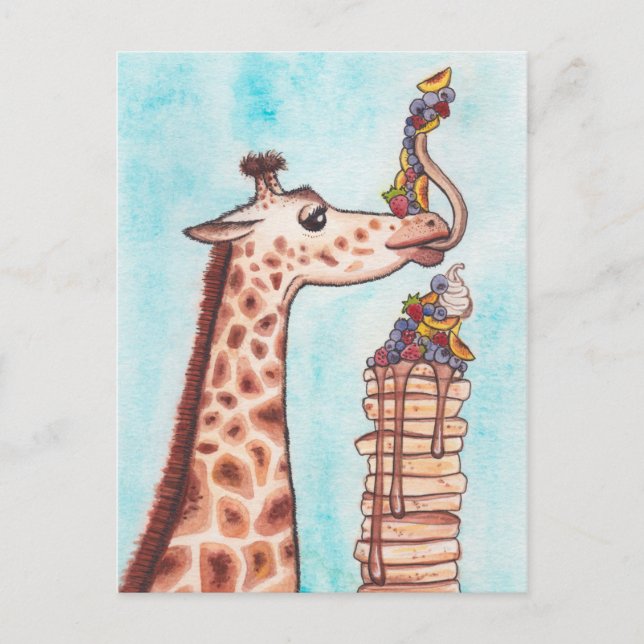 Carte Postale Girafe et crêpes (Devant)