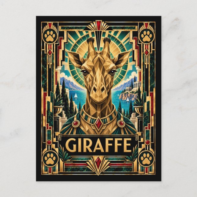 Carte Postale Girafe, faune Art déco (Devant)