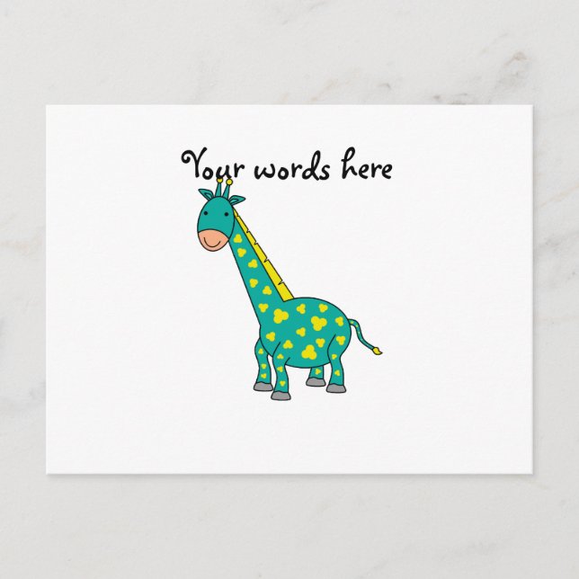 Carte Postale girafe jaune et verte (Devant)