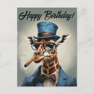 Carte Postale Girafe personnalisée en haut de forme Joyeux anniv