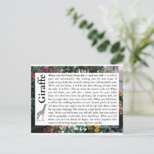 Carte Postale Girafe - Un poème sur le rétablissement