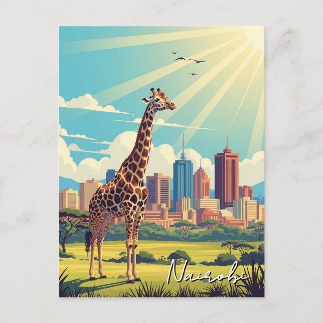 Carte Postale Giraffe à Nairobi Kenya (Devant)