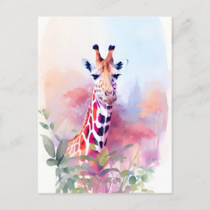 Carte Postale Giraffe Aquarelle Portrait 2