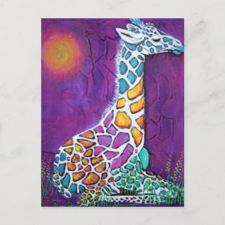 Carte Postale Giraffe arc-en-ciel