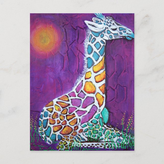 Carte Postale Giraffe arc-en-ciel (Devant)