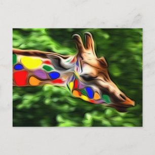 Carte Postale Giraffe arc-en-ciel