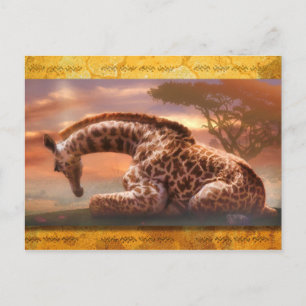 CARTE POSTALE GIRAFFE BÉBÉ D'AFRIQUE