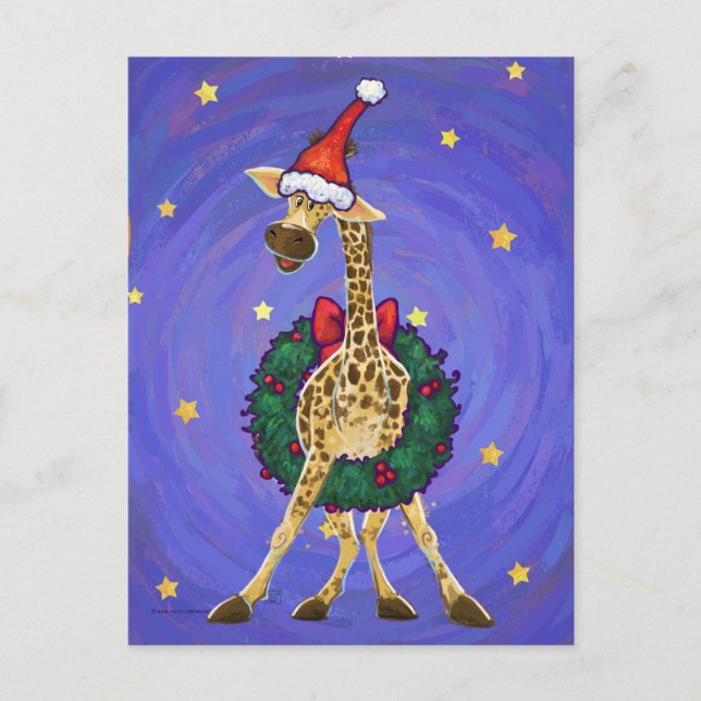 Carte postale Giraffe Christmas Holiday (Devant)
